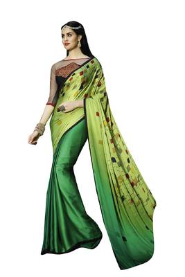multicolor printed georgette saree with blouse 2