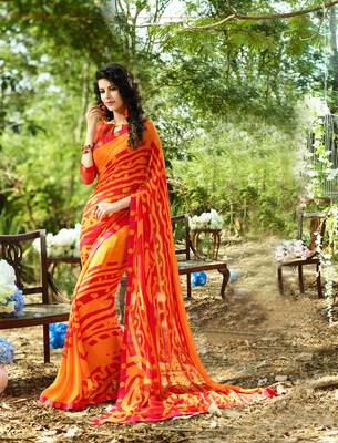 multicolor printed georgette saree with blouse 1