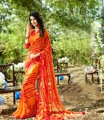 multicolor printed georgette saree with blouse