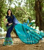 multicolor printed georgette saree with blouse