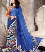 multicolor embroidered georgette saree with blouse