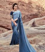 multicolor plain satin saree with blouse