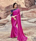 pink plain satin saree with blouse
