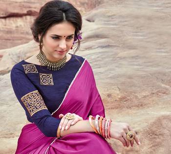 pink plain satin saree with blouse 2