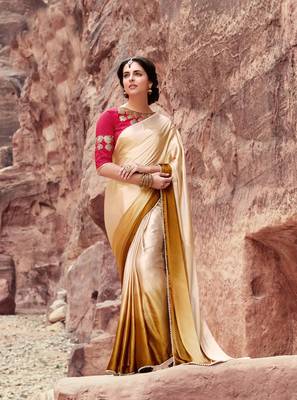 multicolor plain satin saree with blouse 1