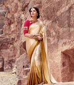 multicolor plain satin saree with blouse