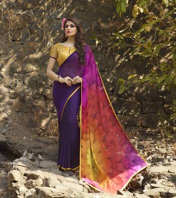 multicolor printed georgette saree with blouse 1
