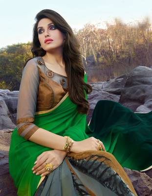 multicolor printed georgette saree with blouse 1