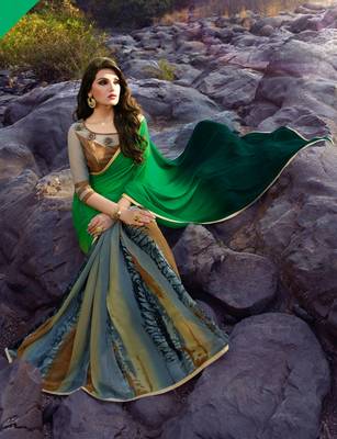 multicolor printed georgette saree with blouse 2