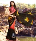 multicolor printed georgette saree with blouse
