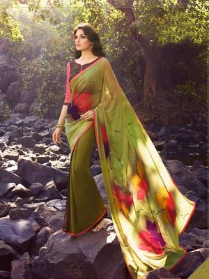 multicolor printed georgette saree with blouse 1
