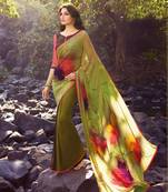 multicolor printed georgette saree with blouse