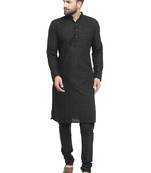 Black Cotton Chikankari Kurta Pajama
