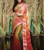 multicolor printed georgette saree with blouse