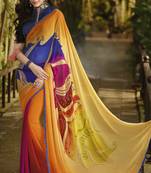 multicolor printed georgette saree with blouse