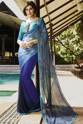 multicolor Printed georgette saree with blouse 1