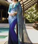 multicolor Printed georgette saree with blouse