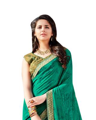 green Printed georgette saree with blouse 2