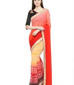 multicolor printed georgette saree with blouse