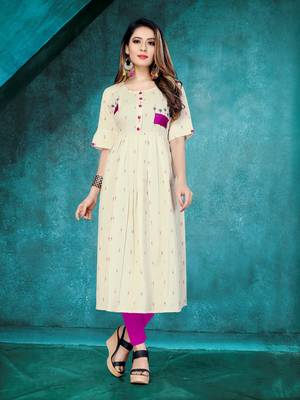 Off-white embroidered cotton long-kurtis 2