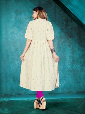 Off-white embroidered cotton long-kurtis 3