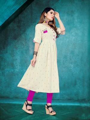 Off-white embroidered cotton long-kurtis 4