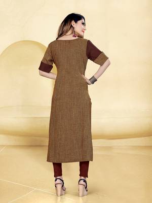 Brown printed rayon long-kurtis 3