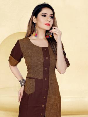 Brown printed rayon long-kurtis 5