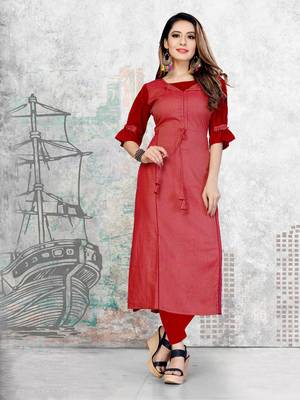 Dark-maroon printed rayon long-kurtis 2