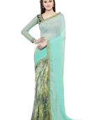 multicolor printed georgette saree with blouse