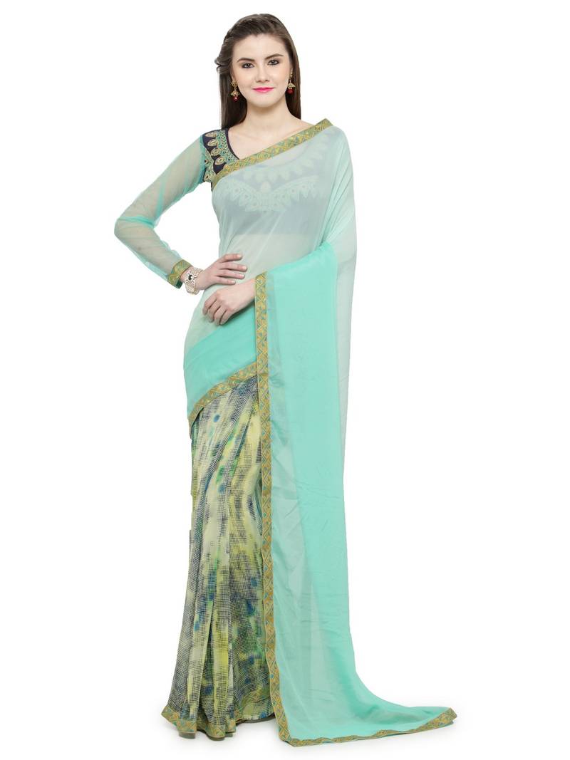 multicolor printed georgette saree with blouse