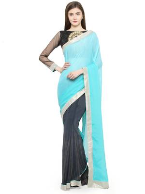 multicolor printed georgette saree with blouse 1