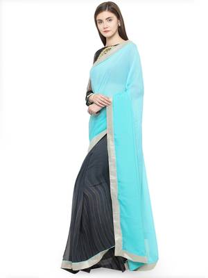 multicolor printed georgette saree with blouse 2