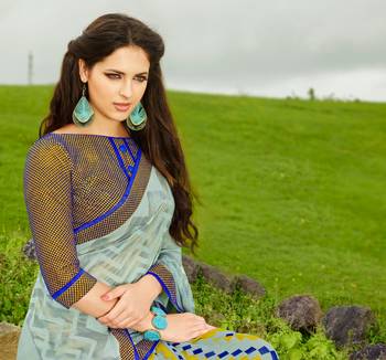 multicolor printed georgette saree with blouse 2