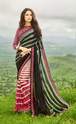 multicolor printed georgette saree with blouse 1