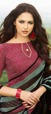 multicolor printed georgette saree with blouse 2
