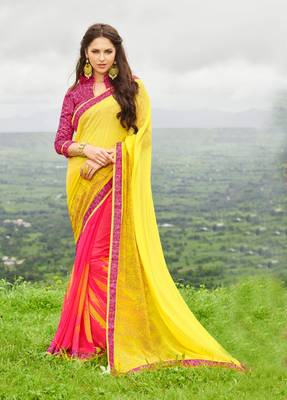 multicolor printed georgette saree with blouse 1