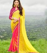 multicolor printed georgette saree with blouse