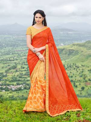 multicolor printed georgette saree with blouse 1