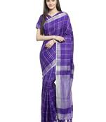purple printed linen saree with blouse