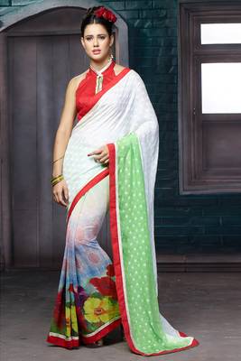 multicolor printed georgette saree with blouse 1