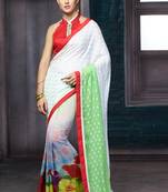 multicolor printed georgette saree with blouse