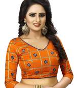 Orange Embriodered Fancy Fabrics Unstiched Blouse Piece.