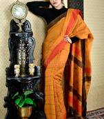 Sand Stone Orange Cotton Saree With All Over Woven Design And Pallu