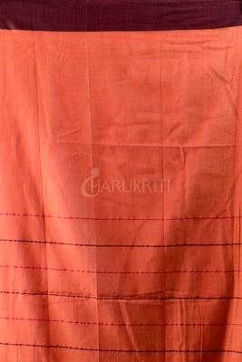 Sand Stone Orange Cotton Saree With All Over Woven Design And Pallu 3