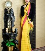 Yellow Pure Cotton Saree With All Over Woven Design And Pallu