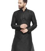 Black Plain Linen Men Kurtas