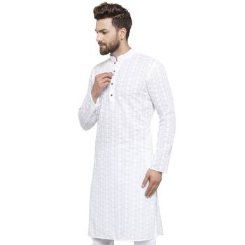 White Plain Linen Men Kurtas 3