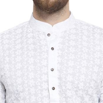 White Plain Linen Men Kurtas 5