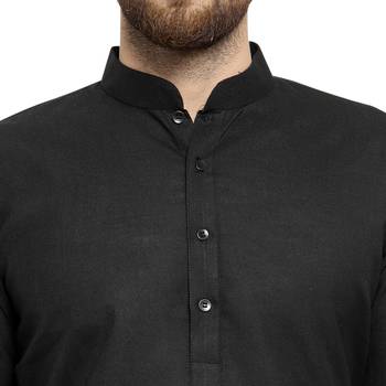 New Black Plain Linen Men Kurta 5